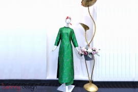 Green brocade long dress 